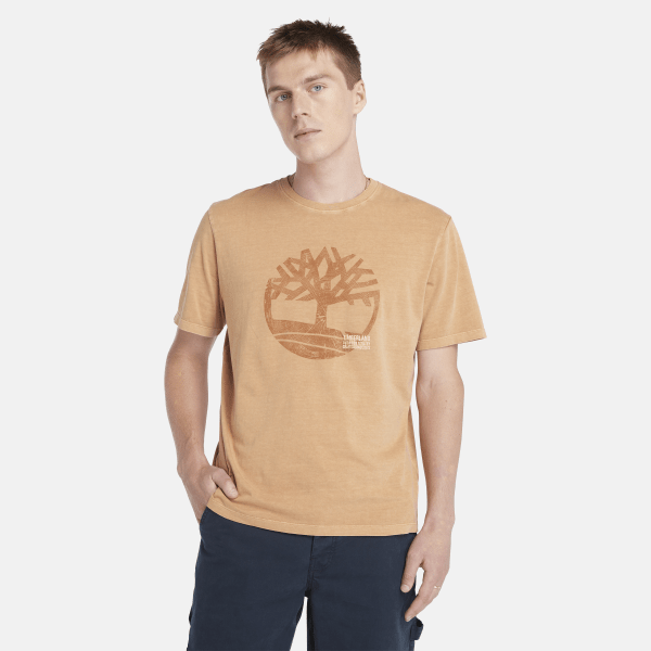 Timberland - Stückgefärbtes Merrymack River T-Shirt mit Logo für Herren in Gelb, Herren, Gelb, Größe: XL von Timberland