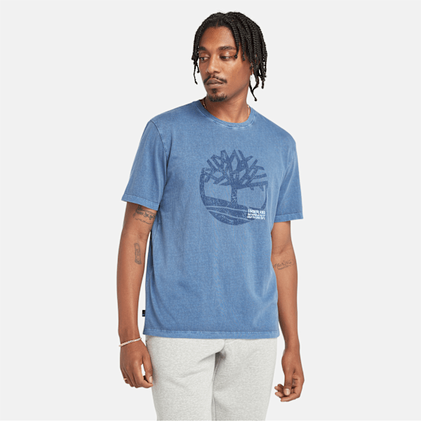 Timberland - Stückgefärbtes Merrymack River T-Shirt mit Logo für Herren in Dunkelblau, Herren, Blau, Größe: XL von Timberland