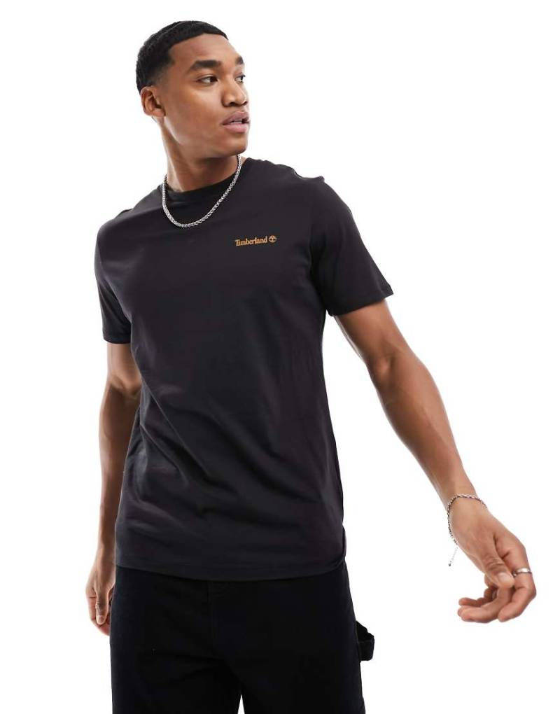 Timberland - T-Shirt in Schwarz mit kleinem Logo-Schriftzug von Timberland