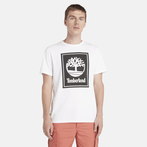 Timberland - Kurzärmeliges T-Shirt mit gestapeltem Logo für Herren in Weiß, Mann, Weiß, Größe: S Timberland - Kurzärmeliges T-Shirt mit gestapeltem Logo für Herren in Weiß, Mann, Weiß, Größe: S von Timberland