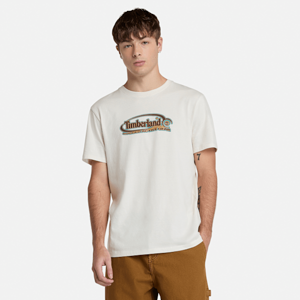 Timberland - T-Shirt mit großem ovalem Logo für Herren in Weiß, Herren, Weiß, Größe: 3XL von Timberland