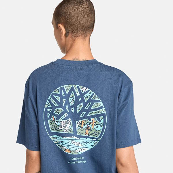 Timberland - All Gender T-Shirt mit illustrierter Baum-Grafik auf der Rückseite in Dunkelblau, Mann, Blau, Größe: S von Timberland