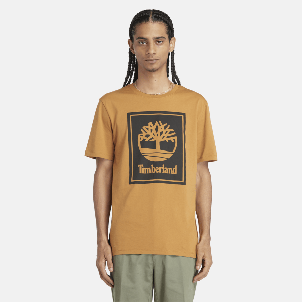 Timberland - T-Shirt mit kontrastierendem Stack-Logo für Herren in Dunkelgelb, Herren, Gelb, Größe: XXL von Timberland