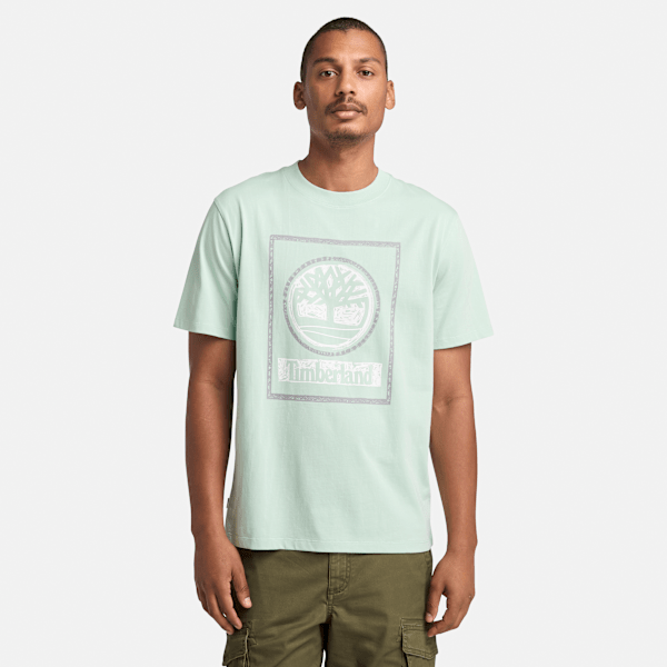 Timberland - T-Shirt mit mehrschichtiger Jahreszeiten-Grafik für Herren in Grün, Herren, Grün, Größe: M von Timberland