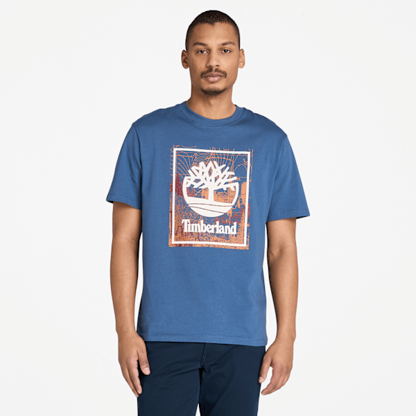 Timberland - T-Shirt mit saisonalem, grafischem Stapellogo für Herren in Dunkelblau, Herren, Blau, Größe: M von Timberland