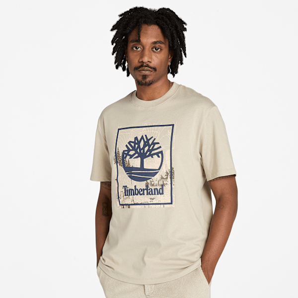 Timberland - T-Shirt mit saisonalem, grafischem Stapellogo für Herren in Grau, Herren, Grau, Größe: L von Timberland
