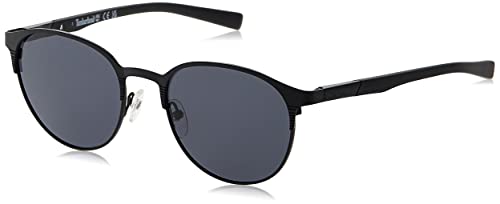 Timberland TB9308 Herren Sonnenbrille, Leichte Lässige Sonnenbrille, Rechteckige Linsenform, Polarisierte Rauchgläser, Mattes Schwarz von Timberland