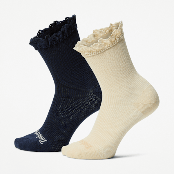Timberland - Timberland niedrige Crew-Socken mit Rüschen im 2er-Pack für Damen in Beige, Damen, Beige, Größe: M von Timberland