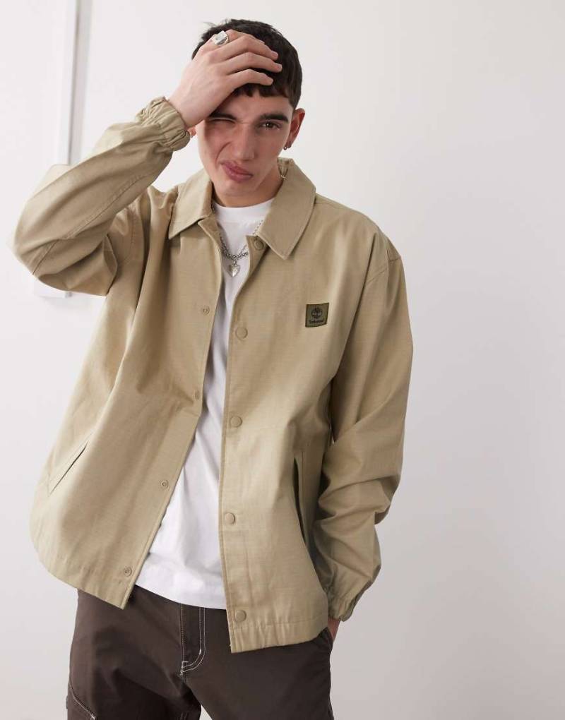 Timberland - Trainer-Jacke aus Ripstop in Beige mit Brust-Logo-Neutral von Timberland