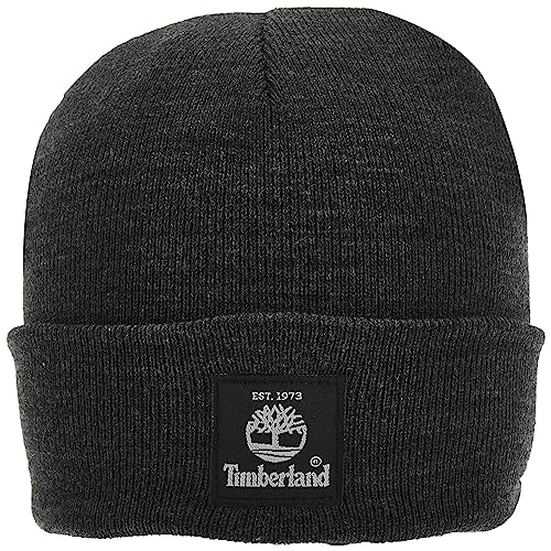 Timberland Unisex-Erwachsene Short Watch Cap with Woven Label Hut für kaltes Wetter, Dunkelgrau, Einheitsgröße von Timberland