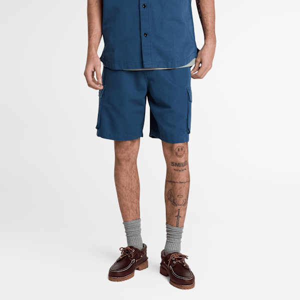 Timberland - Utility-Shorts aus Baumwoll-Leinen-Gemisch für Herren in Dunkelblau, Mann, Blau, Größe: L Timberland - Utility-Shorts aus Baumwoll-Leinen-Gemisch für Herren in Dunkelblau, Mann, Blau, Größe: L von Timberland
