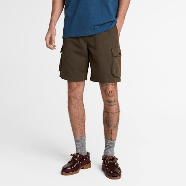 Timberland - Utility-Shorts aus Baumwoll-Leinen-Gemisch für Herren in Grün, Mann, Grün, Größe: L von Timberland