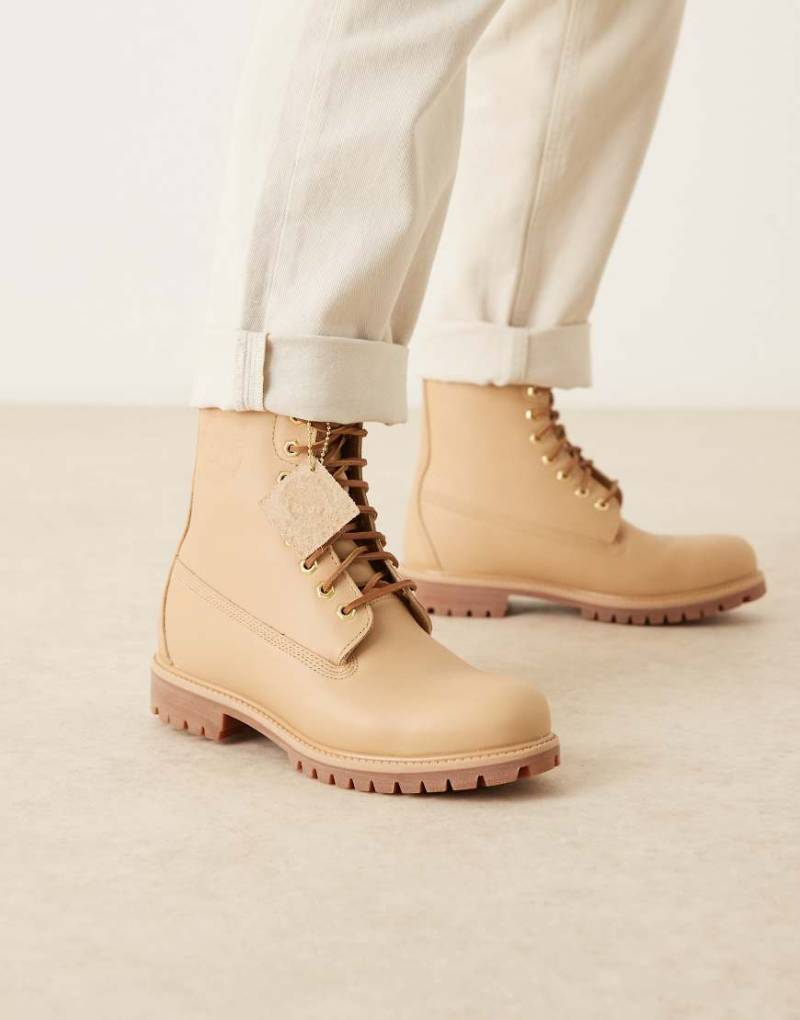 Timberland - Wasserdichte 8-Inch-Boots zum Schnüren aus Vollnarbenleder in mittlerem Beige-Neutral von Timberland