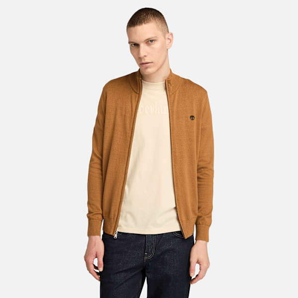 Timberland - Williams River Baumwollpullover mit durchgehendem Reißverschluss für Herren in Dunkelgelb, Herren, Gelb, Größe: L von Timberland
