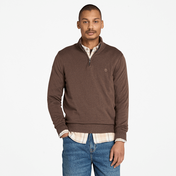 Timberland - Williams River Pullover mit 1/4-Reißverschluss für Herren in Braun, Herren, Braun, Größe: S von Timberland