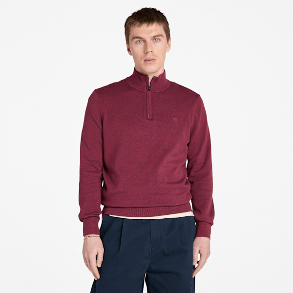 Timberland - Williams River Pullover mit 1/4-Reißverschluss für Herren in Burgunderrot, Herren, Burgunderrot, Größe: L von Timberland