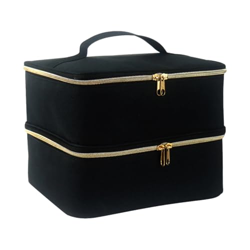 Einfacher Zugang und Lagerung in Doppelschicht-Nagellack Tragetasche Nagellack Organizer Nylon langlebig gut organisiert schwarz, schwarzes, as description von Timcryxient