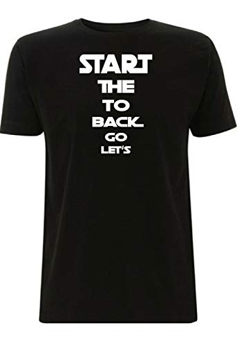 T-Shirt mit Schriftzug "Let's go Back to The Start", The Scientist Coldplay, Jogging-Zitat, Songtext von Chris Martin, Band Cold Play Gr. L, Schwarz von Time 4 Tee