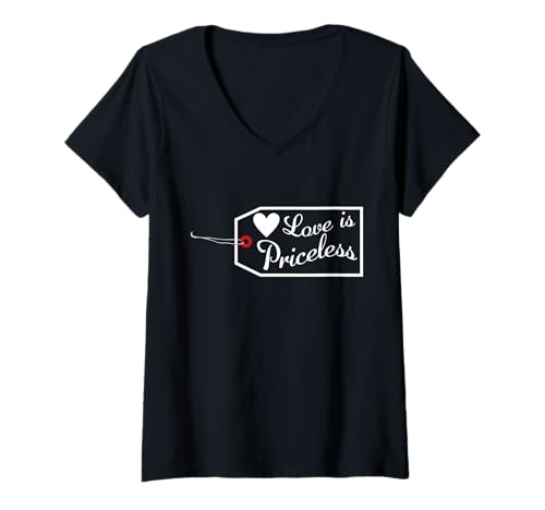 Damen Love is Priceless Valentinstag Verlobung Flitterwochen T-Shirt mit V-Ausschnitt Damen Love is Priceless Valentinstag Verlobung Flitterwochen T-Shirt mit V-Ausschnitt von Time For Valentine