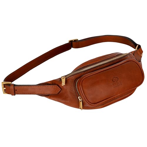 Bauchtasche Leder - Damen und Herren Bauchtasche - Zeitlose Gürteltasche - 100% Leder - Italienische Handwerkstradition - Braun - Time Resistance von Time Resistance