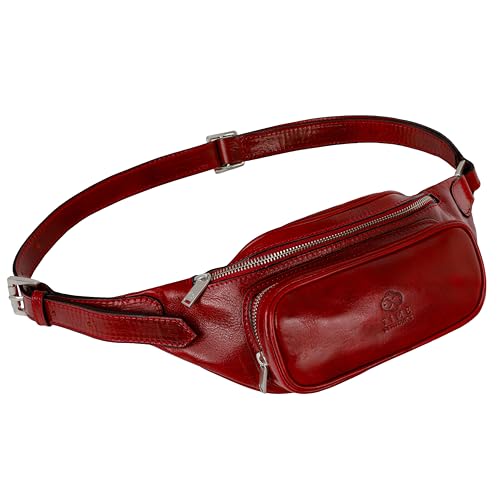 Bauchtasche Leder - Damen und Herren Bauchtasche - Zeitlose Gürteltasche - 100% Leder - Italienische Handwerkstradition - Rot - Time Resistance von Time Resistance