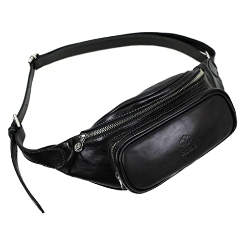 Bauchtasche Leder - Damen und Herren Bauchtasche - Zeitlose Gürteltasche - 100% Leder - Italienische Handwerkstradition - Schwarz - Time Resistance von Time Resistance