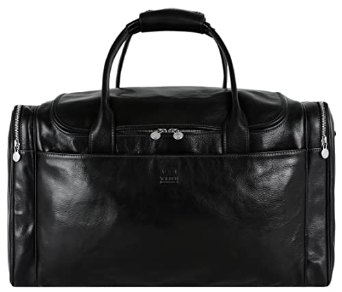 Weekender Herren und Damen - Reisetasche Leder - Made in Italy - Hochwertige Reisetaschen - Edel & Elegant - Time Resistance (Schwarz) von Time Resistance