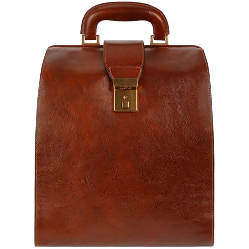 Time Resistance Herren Rucksack aus Leder - Handgefertigt in Italien - 100% Lederrucksack - Vintage Rucksack Damen und Herren (Cognac-Braun) von Time Resistance