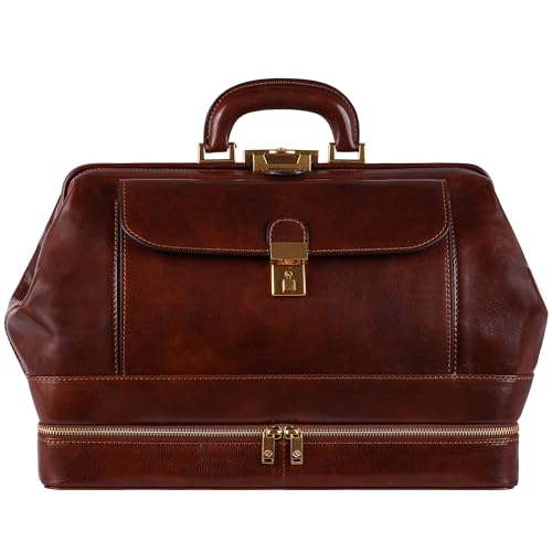 Time Resistance Arzttasche Leder - Arztkoffer - Doktortasche - Aus 100% Leder - Aktentasche für Ärzte - Businesstasche von Time Resistance