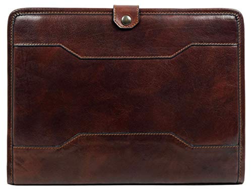 Time Resistance Leder-Organizer-Portfolio – 13 Zoll-Laptoptasche – Dokumentenmappe aus Vollnarbenleder (Braun) von Time Resistance