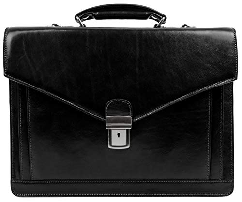 Time Resistance Aktentasche für Herren 100% Leder - Handgefertigt in Italien - Arbeitstasche - Laptoptasche - Businesstasche - Stylische Umhängetasche von Time Resistance