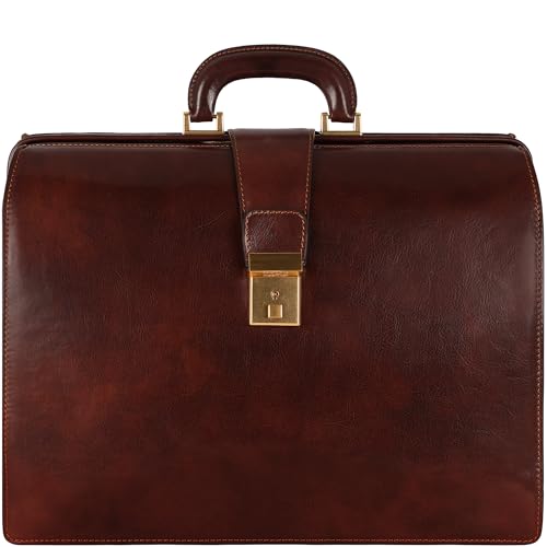 Time Resistance Aktentasche für Herren aus 100% Leder - Handgefertigt in Italien - Arbeitstasche - Businesstasche - Umhängetasche - Braun von Time Resistance