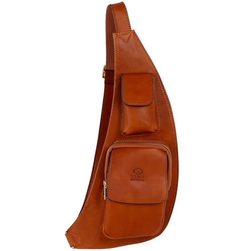 Time Resistance Brusttasche Leder - Damen und Herren Bauchtasche - Sling Bag - 100% Leder - Italienische Handwerkstradition von Time Resistance