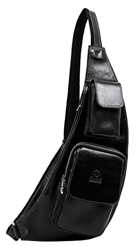 Time Resistance Brusttasche Leder - Damen und Herren Bauchtasche - Sling Bag - 100% Leder - Italienische Handwerkstradition von Time Resistance