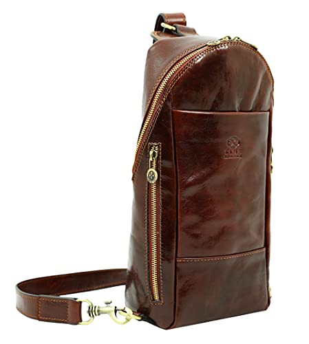 Time Resistance Brusttasche Leder Herren - Stylische Umhängetasche - Sling Bag - Rücken & Brust - 100% Leder - Italienische Handwerkstradition von Time Resistance