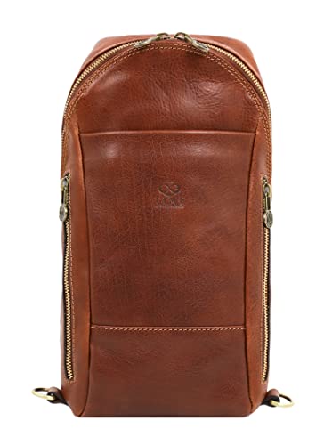 Time Resistance Brusttasche Leder Herren - Stylische Umhängetasche - Sling Bag - Rücken & Brust - 100% Leder - Italienische Handwerkstradition von Time Resistance