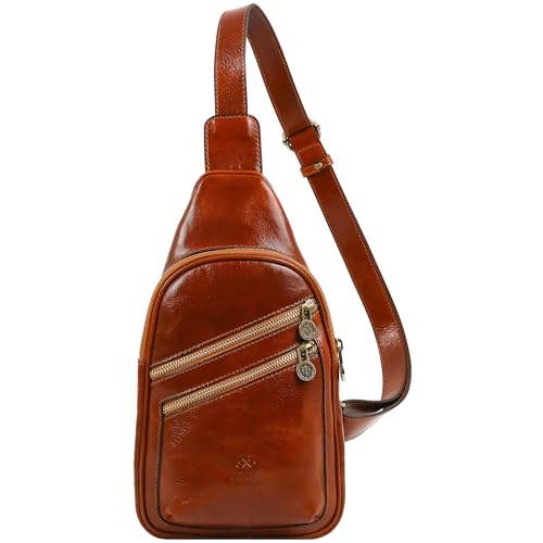 Time Resistance Brusttasche Leder Herren - Stylische Umhängetasche - Rücken & Brust - 100% Leder - Italienische Handwerkstradition von Time Resistance