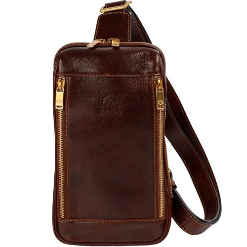 Time Resistance Brusttasche Leder Herren - Stylische Umhängetasche - Sling Bag - Rücken & Brust - 100% Leder - Italienische Handwerkstradition von Time Resistance