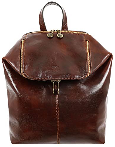 Time Resistance Damen und Herren Rucksack aus Leder - Handgefertigt in Italien - 100% Lederrucksack - Vintage Rucksack - Wanderrucksack von Time Resistance