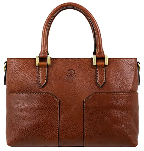 Time Resistance Handtasche Damen - Cognac Braun Schultertasche aus Leder - Hergestellt in Italien - Tasche für Damen von Time Resistance