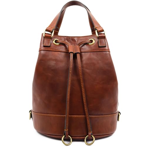 Time Resistance Lederhandtasche für Damen - Handgefertigte Beuteltasche aus Vollnarbenleder - Italienische Ledertasche - Schultertasche für Damen - Handtasche für Arbeit und Alltag (Cognacbraun) von Time Resistance