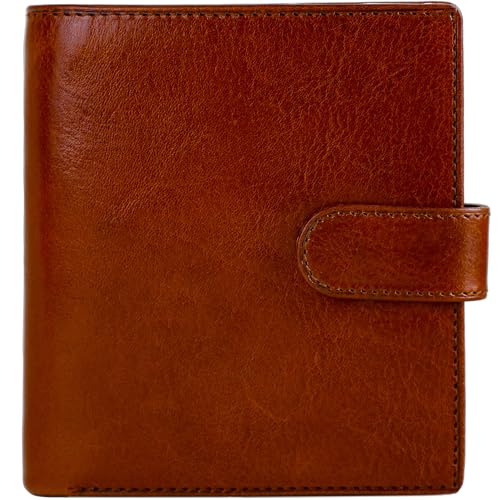 Time Resistance Herren-Geldbörse aus Leder – minimalistisches Brieftaschen-Design mit Kreditkartenhalter, magnetischem Münzhalter, Bargeldfächern – gesichert durch einen Metall-Druckknopfverschluss von Time Resistance
