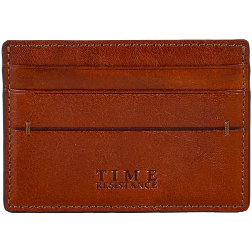 Time Resistance Kreditkartenetui – Leder-Visitenkartenhalter – Italienisches Handgefertigtes Kartenetui (Cognac-Braun) von Time Resistance