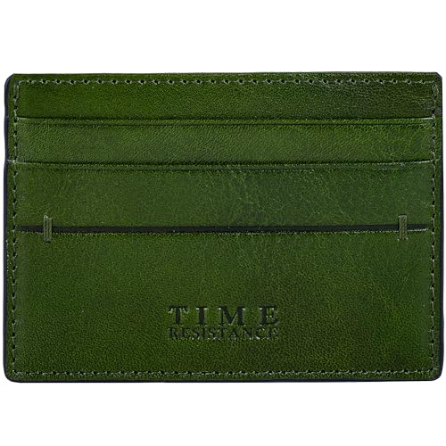 Time Resistance Kreditkartenetui – Leder-Visitenkartenhalter – Italienisches Handgefertigtes Kartenetui (Grün) von Time Resistance