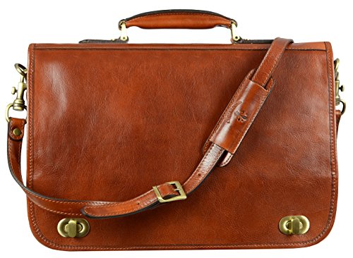 Time Resistance Leder Aktentasche Handgefertigte Umhängetasche Laptop Tasche für bis zu 15 Zoll Laptop Dokumententasche A4 in Braun von Time Resistance