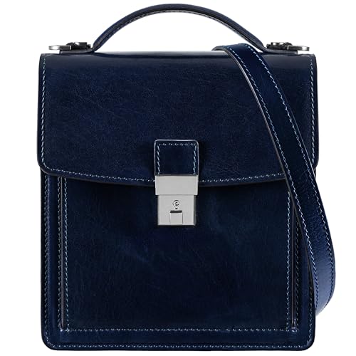 Time Resistance Leder Aktentasche - Leder Tasche Handgefertigt in Italien - Arbeitstasche mit Schultergurt - Kleine Businesstasche - Umhängetasche von Time Resistance