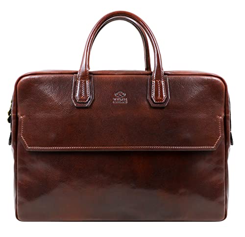 Time Resistance Leder Aktentasche Vollnarbenleder Laptoptasche bis zu 17" für Männer und Frauen von Time Resistance