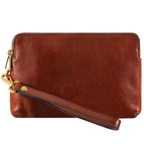 Time Resistance Leder Clutch für Herren – Cognac Braun Organizer Tasche für Herren – Handgelenktasche – Aktentasche Handgefertigt in Italien – Geschenkbox Inklusive von Time Resistance