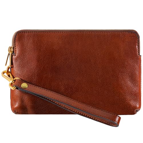 Time Resistance Leder Clutch für Herren – Cognac Braun Organizer Tasche für Herren – Handgelenktasche – Aktentasche Handgefertigt in Italien – Geschenkbox Inklusive von Time Resistance