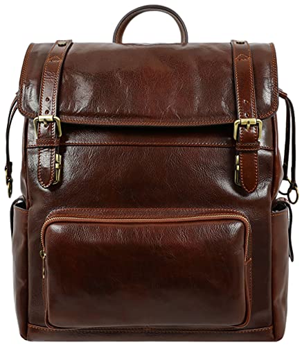 Time Resistance Herren und Damen Rucksack aus Leder - Handgefertigt in Italien - 100% Lederrucksack - Vintage Rucksack Herren - Reiserucksack von Time Resistance